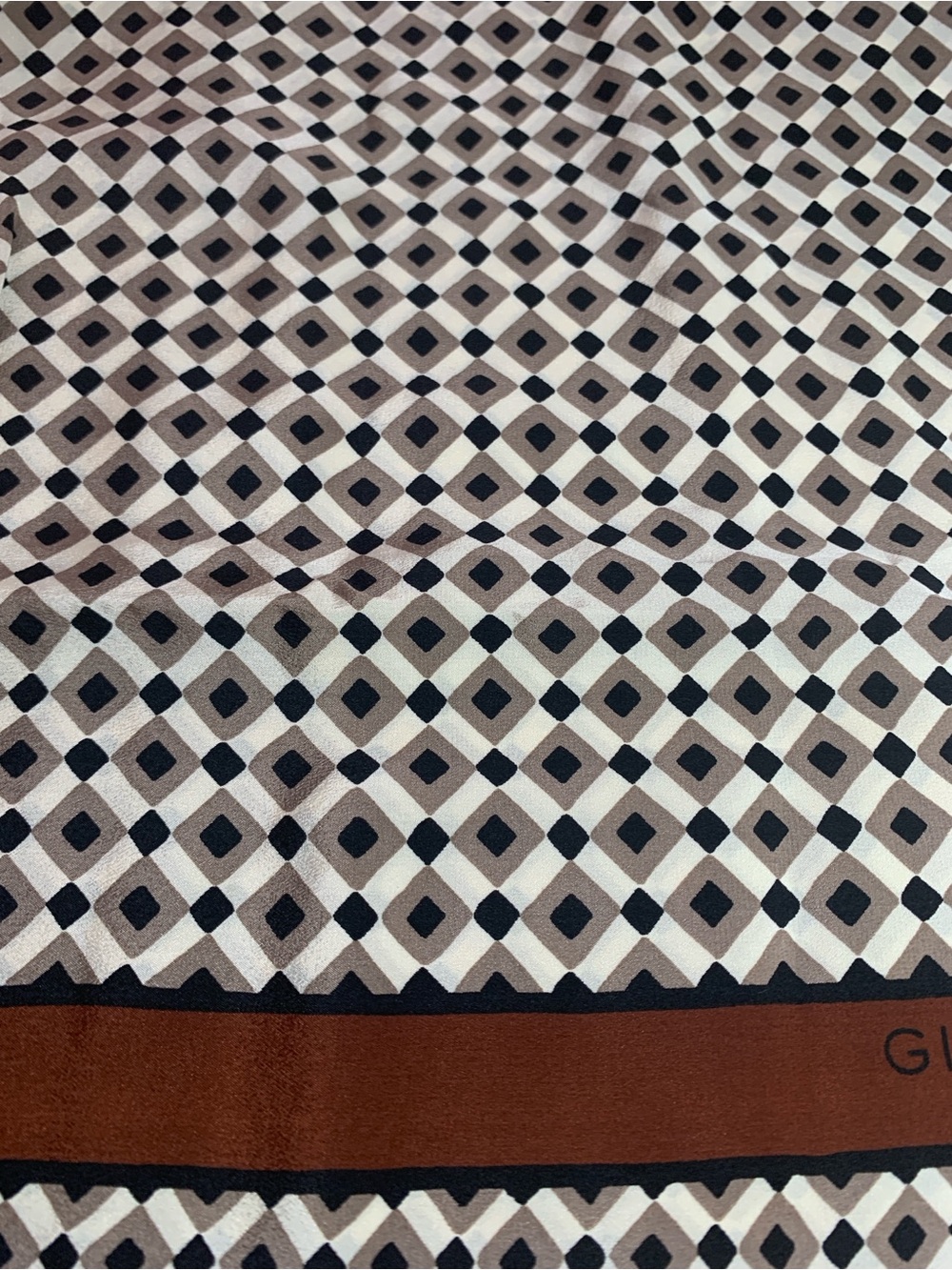 Givenchy Geometric Silk Scarf in Brown, Black & Cream